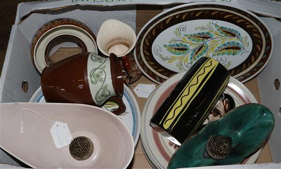 16 Denby and other hand-painted stoneware plates, a Poole Pottery shaped bowl and five other items(-)